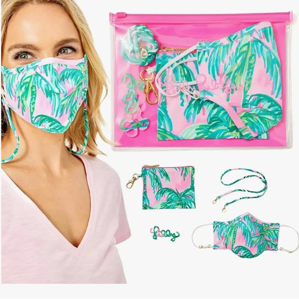 💜Lilly Pulitzer On the Go Mask Set, pink, Adult
